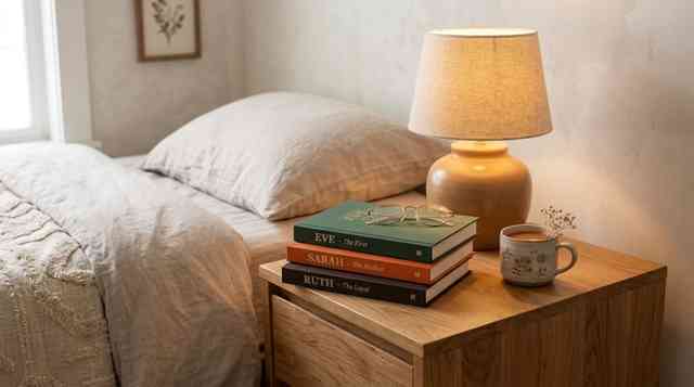 Devotional journals on the nightstand